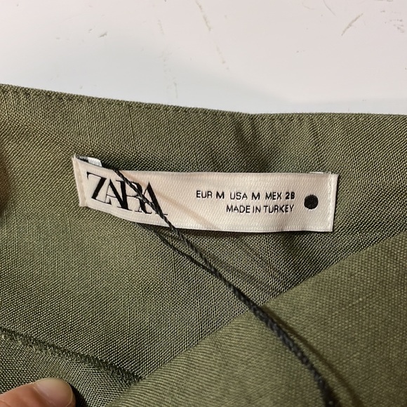 Zara Linen tied Midi skirt (green) - Picture 5 of 8